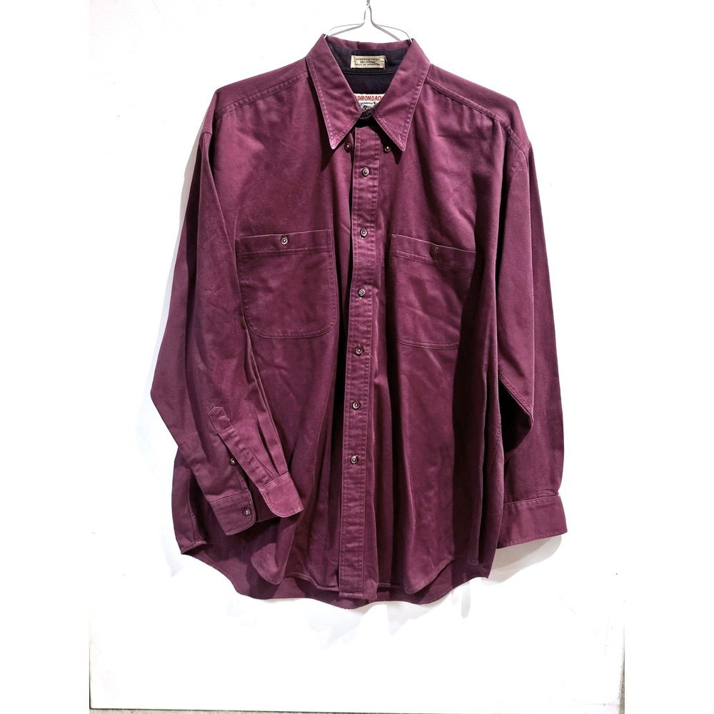 Vintage ADIRONDACK Mens Long Sleeve Button‎ Down Shirt Purple Size L Cotton